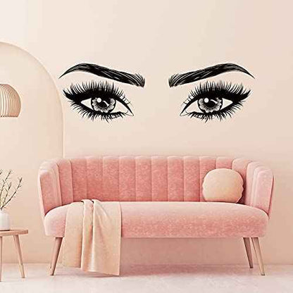 2 Pieces Eyes Wall Decal Big Eyes Wall Stickers Fashion Eyelash Sticker Women Beautiful Decals Decor for Living Room Bedroom (Classic Styles)