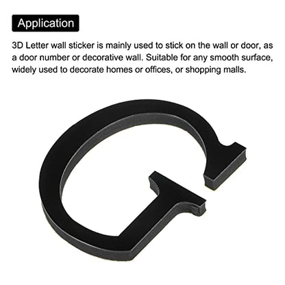 PATIKIL 3D Acrylic Alphabet Mirror Wall Stickers Letter G Self-Adhesive Home Decor Letter Sign Art Sticker Decal for DIY Home Decoration Black