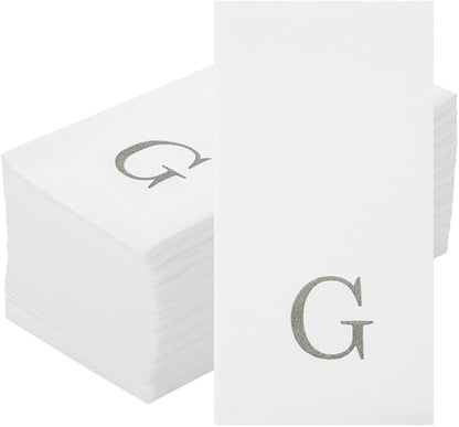 Luxenap 15.8 X 7.9 Inch Linen-Feel Guest Towels, 50 Lettered Hand Towels