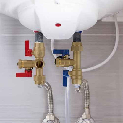 Solimeta 3/4 Inch IPS Isolator Tankless Water Heater Service Valve Kit with Pressure Relief Valve, Lead-Free Brass