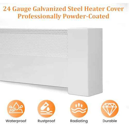 Upgraded 4 FT Baseboard Heater Covers with Left and Right Endcaps, Galvanized Steel Easy Slip-On Baseboard Cover for Replacing Old and Rusty Looking Electric and Hydronic Base board Heater Cover