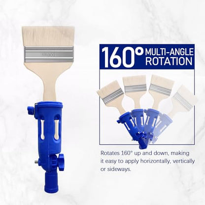 Multi-Angle Paint Brush Extender, Extension Pole Attachment Holder for Paint Brush,Roller, Scraper, Secure Handle Grip, Rotating Head, Easily Reach Ceilings, Walls, Corner Edges