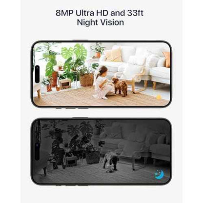 ZOSI 4K Pan/Tilt Smart Security Camera Indoor,Plug in 2.4/5GHz WiFi Camera,2 Way Video, Motion Tracking,8MP Baby/Pet Dog Monitor with Phone app, C519M8 360¡ÆView Home Cam, Cloud & Memory Card Storage