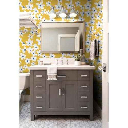 HAOKHOME Yellow Peel and Stick Wallpaper Floral Yellow/White/Blue Removable Wall Paper for Bedroom Bathroom Textured Stick on Contact Paper 17.7in x 9.8ft