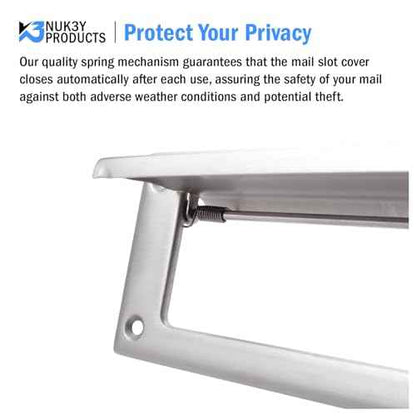 Nuk3y Solid Brass Mail Slot with Double Flap and Sleeve (Polished Brass, 13" x 3.625")