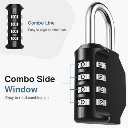 Puroma Combination Lock 10 Pack 4 Digit Waterproof Locker Locks Secure Outdoor Padlock for Gym Lockers, Toolboxes, Gates, Fences, Storage, Sports Locker, Cabinets (Black)