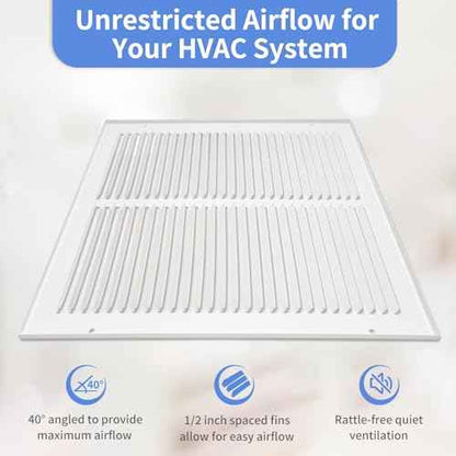 30"W x 6"H [Duct Opening Size] Steel Return Air Grille, Air Return Vent Cover for Ceiling and Sidewall - HVAC Air Vent Covers - [Outer Dimensions: 31.75"W x 7.75"H]