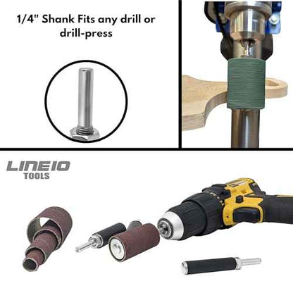 LINE10 Tools 16pk Zirconia Sanding Drum and Sleeves Set, Spindle Sander Attachment for Drill and Drill-Press, Die-Grinder, 2-inch Extra Long Surface, Ideal for Knife Making, Works on Stainless Steel
