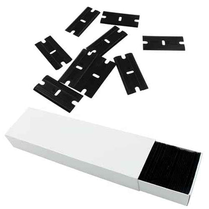 100pcs Plastic Razor Blades, Double Edged Plastic Blades, Safety Glass Scraper Blades for Cleaning Glass Removing Adhesive Residue(Black)