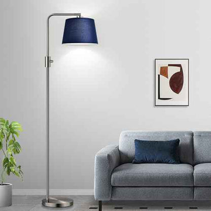 Nintiue Dimmable Floor Lamp, 1000 Lumens LED Edison Bulb Included, Brushed Nickel Arc Standing Tall Floor Lamp with Blue Shade for Living Room Bedroom Office Dining Room