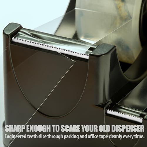 Officemate Recycled 2-in-1 Heavy Duty Tape Dispenser, 1" and 3" Cores, Black (96690)
