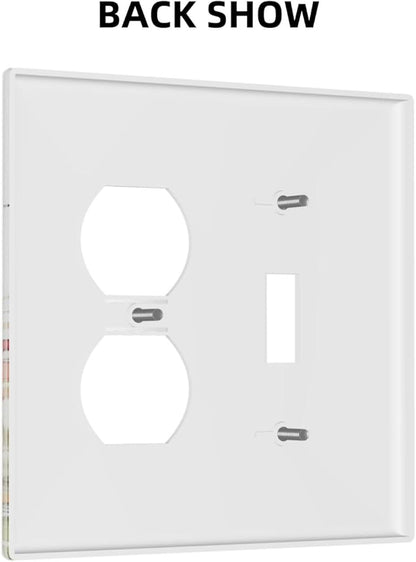 Decorative Light Switch Cover Plate Watercolor Wild Flower Floral 2 Gang Outlet Covers 1 Toggle 1 Duplex Wall Plate Decorate Electrical Switch Plate Covers for Bathroom Home Decor