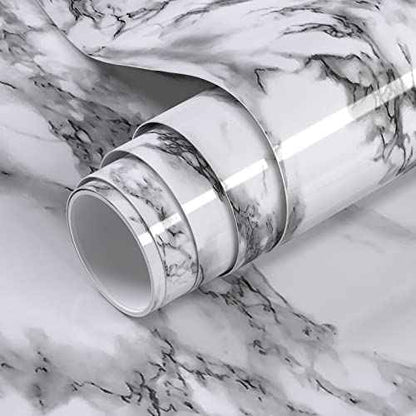 Black and White Marble Contact Paper 15.7 x 78.7 Inches Peel and Stick Wallpaper Vinyl Self Adhesive Removable Waterproof Wall Paper for Countertop Cabinet Shelf Liner Kitchen