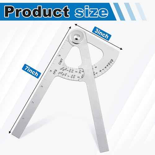 Moxweyeni 2 Pack Pocket Sized Pipe Caliper Measuring Tool Stainless Steel Diameter Caliper and Ruler for Iron Pipe and Copper Tubing Size