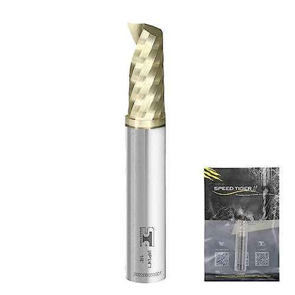 SPEED TIGER Solid Carbide CNC Spiral O Single Flute End Mill - IAP1/8"Diameter 1/4" Shank, 2"OVL(1 Piece, 1/8") - For Aluminum, Wood, Plastic, Brass, Copper Cutting ? Mill Bits Sets for Professionals