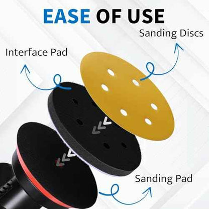 6 Inch 6 Holes Foam Sanding Pads 2 Pack Interface Pad Hook and Loop Sponge Cushion Buffer Backing Pad for Orbital Sander