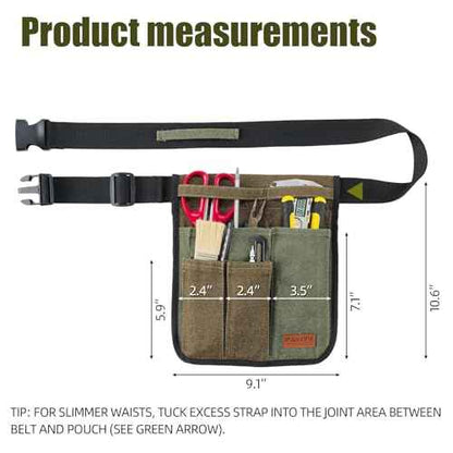 Garden Tool Belt for Men & Women, Denim Slim 4-Pocket Adjustable Garden Apron - Lightweight Utility Belt for Gardening, DIY, Carpenter, Painting, Seamstress, and Crafting Tool Pouch (Green)