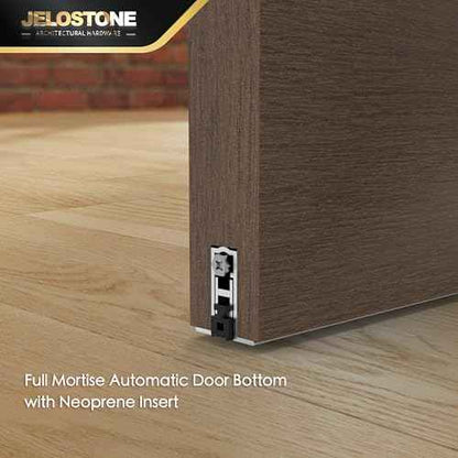 Commercial Automatic Door Bottom, Mill Finish, 9/16" W x 36" L x 1-3/8"H, Aluminum Automatic Door Bottom, Full Mortise with Neoprene Insert, JS-4111RL