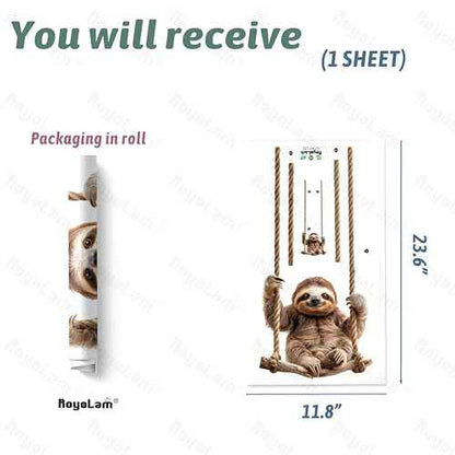 Lifelike Sloth on The Swing Wall Decal Nursery Animal Wall Sticker Removable Peel and Stick Wall Art Decor for Kid Baby Classroom Preschool Living Room Playroom Bedroom School