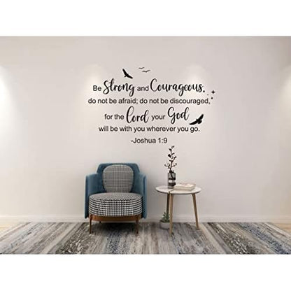 Joshua 1:9 Christian Scripture Wall Decals,Be Strong and Courageous Bible Verse Religious Inspirational Quotes Bird Decor Vinyl Removable Wall Stickers for Kid¡¯s Room Home School Church