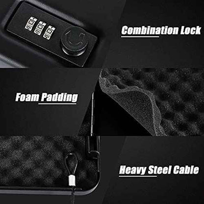 Dalmbox Gun Safe for Pistols Small Handgun Lock Box with Combination Lock Portable Travel Pistol Safe for Car, Home, Travel