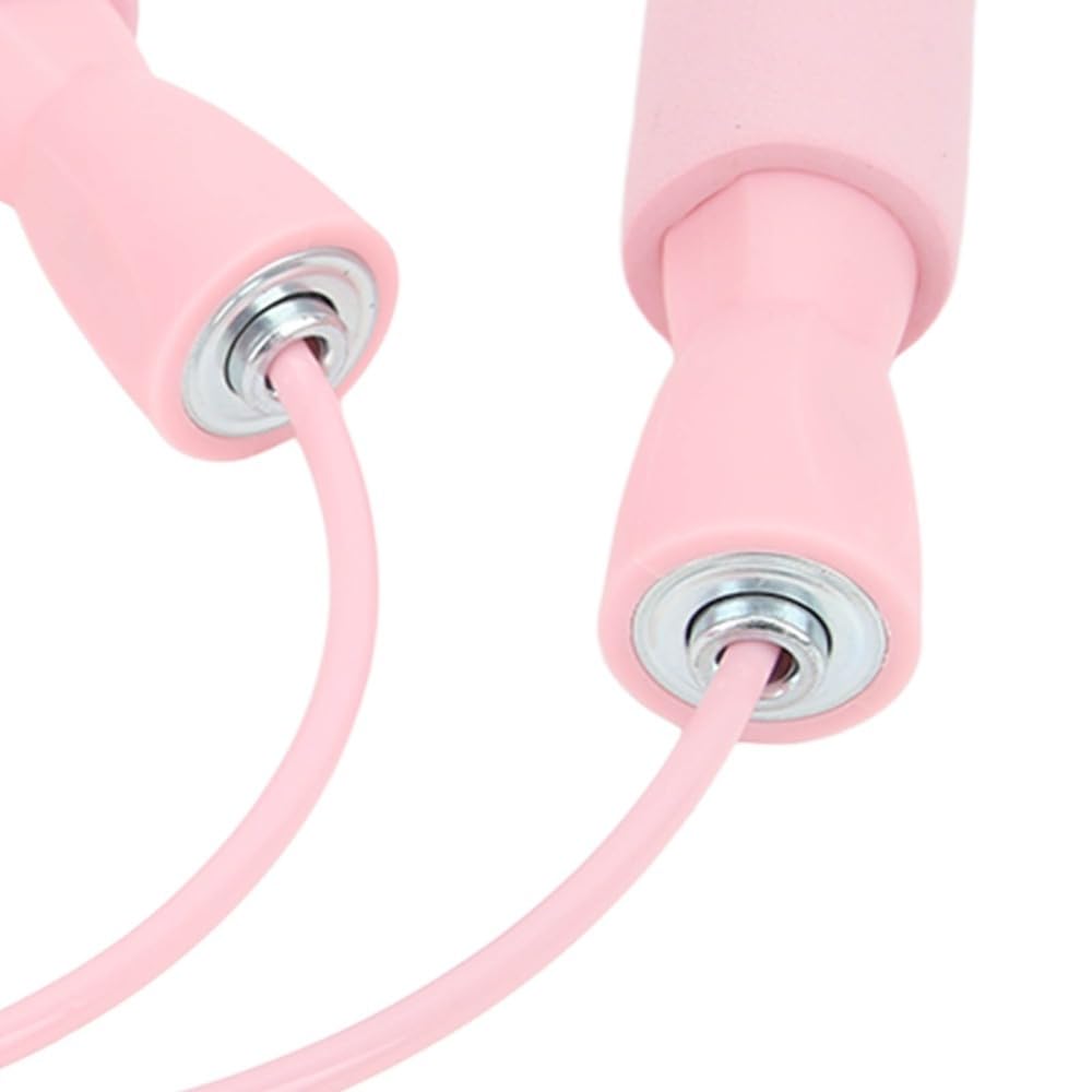 MOPFOL Steel Wire Jump Rope with Double Bearings – Adjustable Length Skipping Rope for Cardio Workout, Memory Foam Handle for Adults and Teens(Pink)
