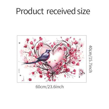 Pink Rose Love Heart Hummingbird Flower Wall Stickers,sacinora Valentine Romantic Love Floral Art Wall Decals Removable Vinyl Peel and Stick for Valentine's Day Wedding Anniversary Living Room Bedroom
