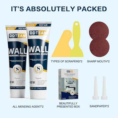 Drywall Repair Kit,2 Pack Wall Mending Agent,Wall Spackle with Scraper, Wall Surface Hole Fill Quick and Easy Solution, white