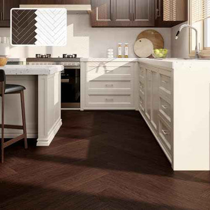 Peel and Stick Vinyl Floor Tiles Upgraded 0.07-Inch 36" x 6", 54 Sq. Ft. 36-Pack, Wood Look Waterproof Self-Adhesive Flooring Planks, DIY Flooring for Kitchen, Bathroom, Living Room, RV, Dark Brown