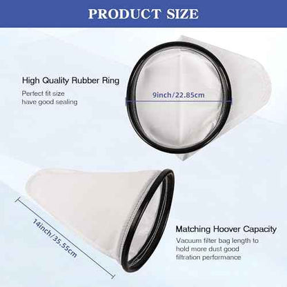 4 Pack 2KE2105000 Filter Bag Replacement Compatible with Hoover Backpack Vacuum Cleaner Commercial C2401/C2401010 Reusable Cloth Bag Liner Replacement Filter Bags with Royal Model RY4000 / RY4001