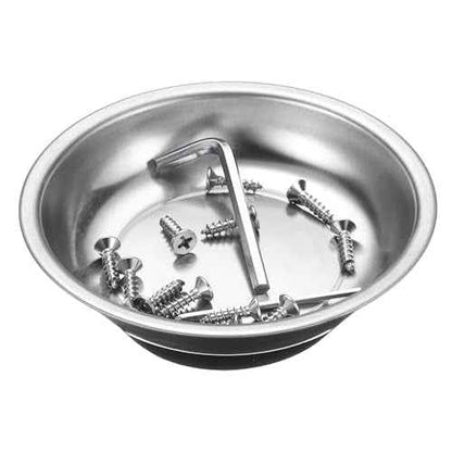 HARFINGTON 5pcs Round Magnetic Tray 4"x1" Stainless Steel Magnet Tool Tray Parts Holder for Socket Screw Nuts Bolts Pin Washers Metal Parts