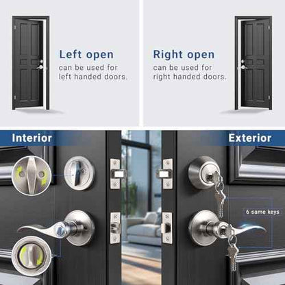 Knobonly 2 Pack Keyed Alike Front Door Handle with Single Cylinder Deadbolt, Satin Nickel Exterior Door Lock Set, Zinc Alloy