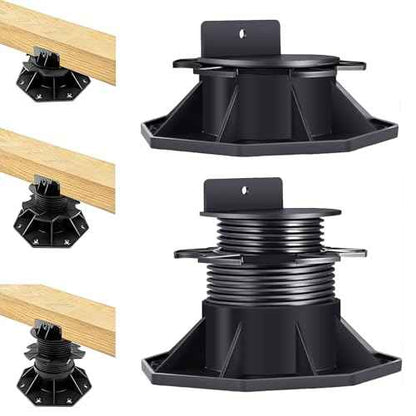 12Pack Adjustable Deck Support Pedestal Deck Foundation Base Support£¬Used for Floating Deck Platform Deck Floor Height Adjustment Raising, Adjustment Raising from 2-3/8" to 5-1/2", Black