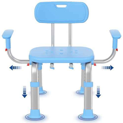 KingPavonini Shower Chair for Inside Shower with Arms and Back, Height & Width Adjustable Heavy Duty Shower Seat for Inside Tub(550 lb), Shower Chair for Elderly and Disabled