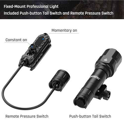 Feyachi WL25 1200 High Lumens Tactical AR Flashlight LED Light with Pressure Switch & Fixed Picatinny Rail Mount, 3 Modes - High/Low/Strobe