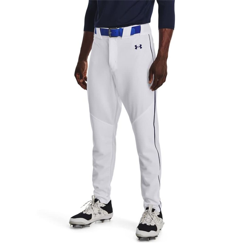 Under Armour Men's Utility Baseball Straight Leg Pant Pipe 22, (102) White/Midnight Navy/Midnight Navy, Small