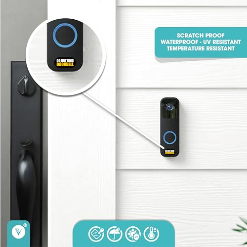 Tiny Do Not Ring Doorbell Small Stickers | Tiny Size Perfect for Video Doorbell | 3 Sizes Front Door Sign for House | Matte Black Weatherproof Stickers | Dont Ring The Bell Small Sign