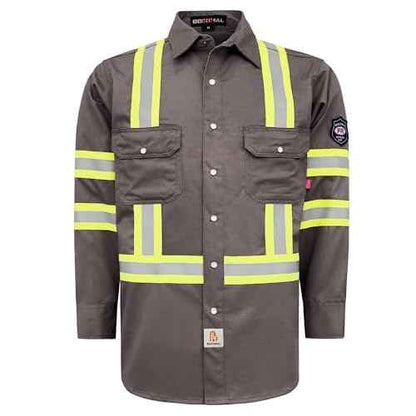 BOCOMAL FR Shirts High Visibility/Hi Vis Flame Resistant/Fire Retardant Shirt 7.5oz Men's Reflective Shirts