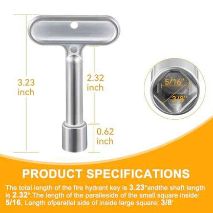 2 Pack 3/8''Hydrant Key, Upgrade Water Key for P1300-PART-13-KEY, Hydrant Key for Closing Tool for Wall Fire Hydrant Faucet Valves and Outdoor Hose Valves