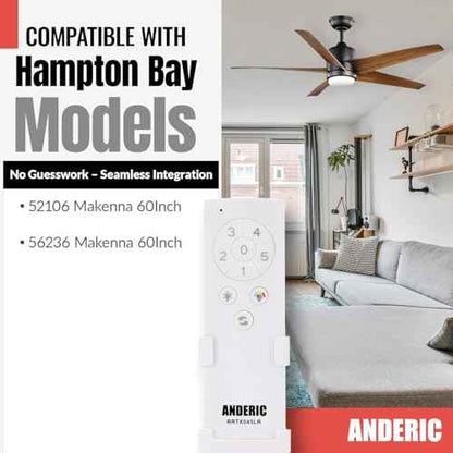 Anderic TX045-LR (White Version) for Home Decorators Collection Ceiling Fan Remote Control - RRTX045-LR A25-T045-LR