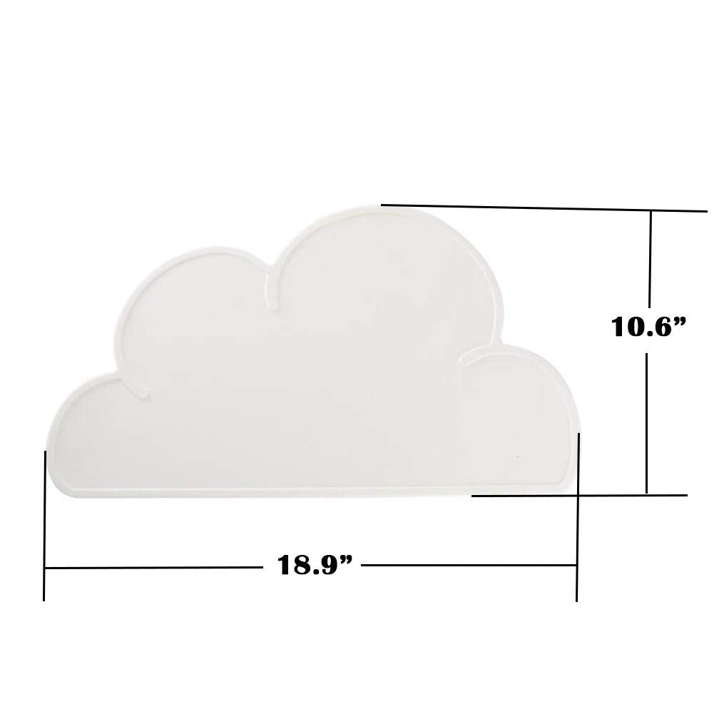 Love Dream Silicone Pet Feeding Food Mat with Raised Edge, Anti-Slip Waterproof Pet Bowl Mat Placemat for Dog and Cat (White)