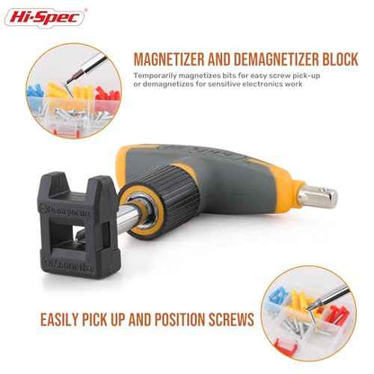 Hi-Spec 30pc Magnetic T-Handle Ratchet Wrench and Screwdriver Set. Small Compact Hand Tool Kit Set with Sockets for Home & Car & Office. Toolkit Starter Repairs in a Portable Tool Box Case