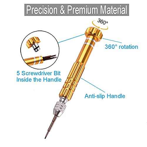 ESINAM Portable Glasses Screwdriver for Eyeglass Repairing, 13 In 1 Mutifuntional Precision Screwdriver Set for Sunglasses,Watch, Laptop, Electronics, Cellphone and Jewelry - Magnetic Bits