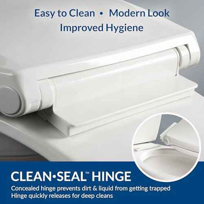 Mayfair Preston Easy to Clean Single Hinge Toilet Seat, Modern Slow Close Plastic Toilet Seat, Made in USA, Elongated, White
