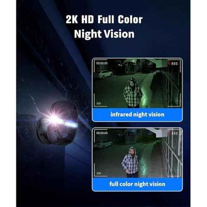 2K Wireless Security Cameras - Outdoor WiFi Security Cameras Color Night Vision, AI/PIR Detection, 2-Way Talk, Cloud/SD, Weatherproof, Battery Powered Outdoor Cameras(White-1Pack)