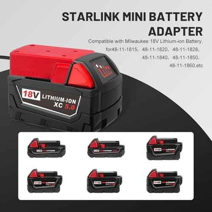 6.56FT Starlink Mini Power Bank Adapter, 18 Volt Battery Adapter Kit Battery Charger Cable Compatible with Mil-Waukee m18 Plug