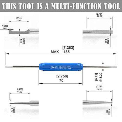JRready DT series Solid contacts Pin removal tool DRK-RT1, Deutsch Connector Removal Tool, 90 Degree Hook+ Standard Flat Head Screw Driver, suitable for DT, DTM, DTV, DRB, DRCP and STRIKE connectors
