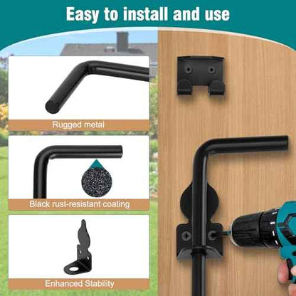 36 Inch Heavy Duty Gate Drop Rod for Gates,Gate Cane Bolt Drop Rod Hardware Ground Latch for Wooden Fences, 36 Cane Bolt Gate Drop Rod,Black Solid Steel(2 Pack for Gate Drop Rod)