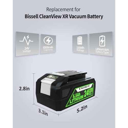[3X Long Runtime] 24V 6.5Ah Replacement for Bis 24V Battery Compitable with Bis Cleanview XR & XR Pet Series Vacuum, Compitable with Bis Vacuum Cleaner 3789U, 3797V
