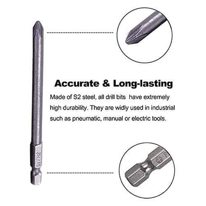 Rocaris 12 Pack 1/4 Inch Hex Shank Long Magnetic Screwdriver Bits Set 4 in Power Tools (Slotted+Cross Head)